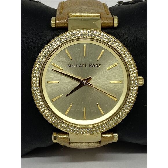 s-l400.jpg Michael Kors MK2351 Women\'s Gold Leather Analog Dial Quartz Genuine Watch RQ41